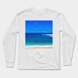 Watu Karung lagoon sand beach with rock islands on right and left Long Sleeve T-Shirt